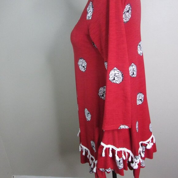 Tunic Top S Bulldogs Red Fringe 3/4 Sleeve - Picture 10 of 10